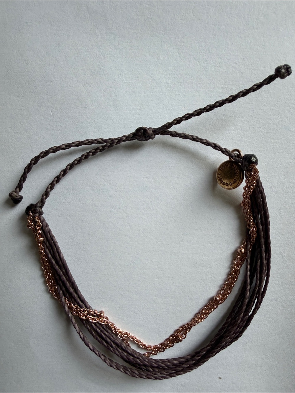 Pura Vida  Violet Cord Bracelet with Rose Gold Chains